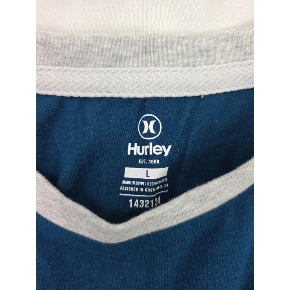Hurley Shirt Men's Blue-Green/Gray Long Sleeve T-Shirt Size Large - Picture 2 of 14